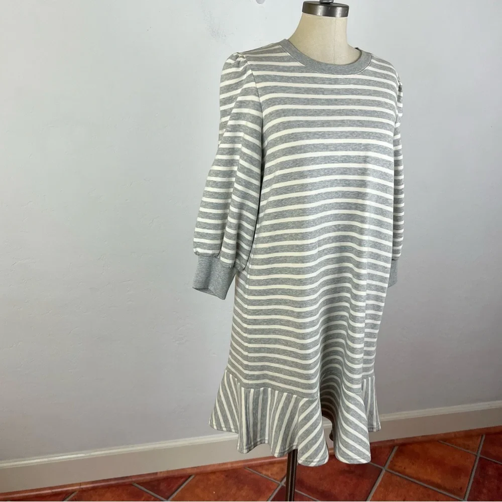 kate spade Gray and White Striped Midi Dress